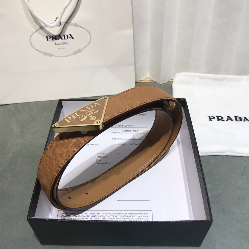 Pra*a saffiano leather belt brown