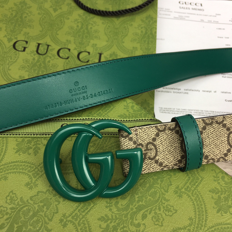 G*u*i gg marmont reversible thin belt green