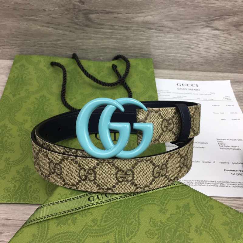 G*u*i gg marmont reversible thin belt blue