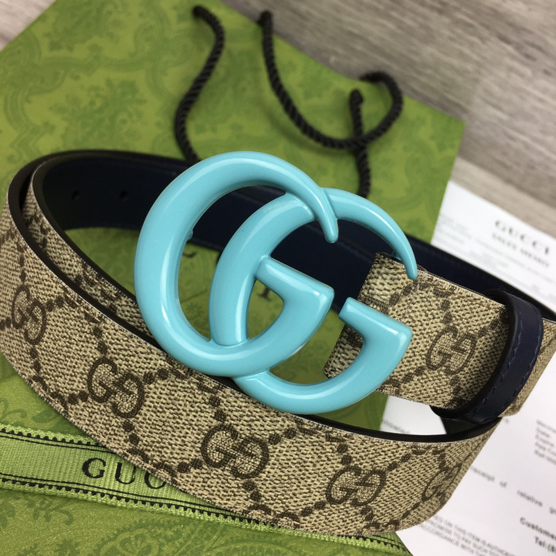 G*u*i gg marmont reversible thin belt blue