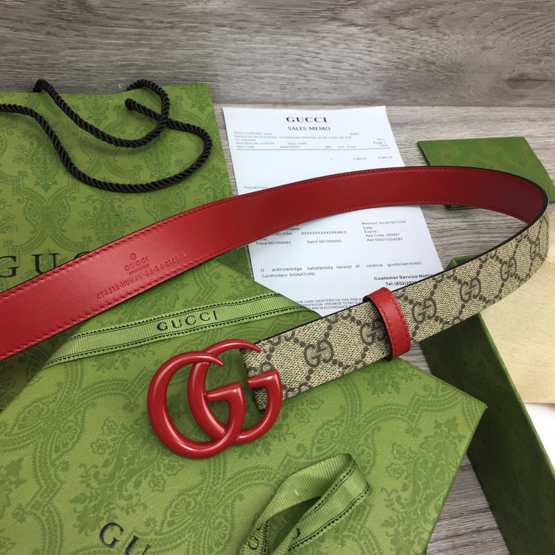 G*u*i gg marmont reversible thin belt red