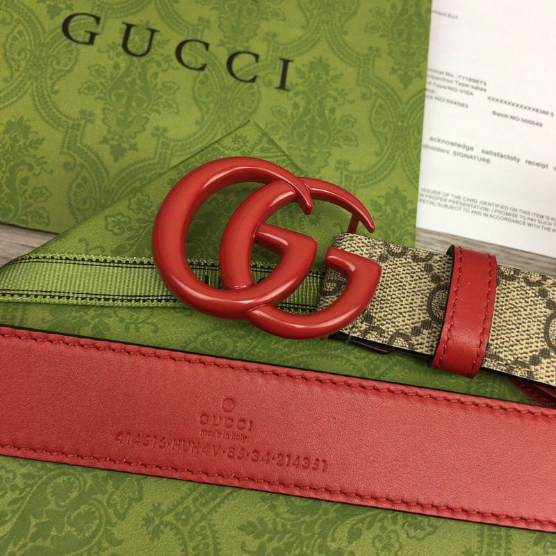 G*u*i gg marmont reversible thin belt red