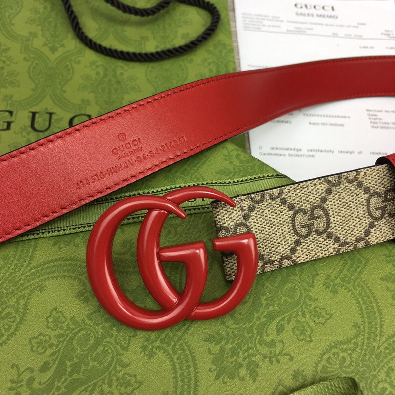 G*u*i gg marmont reversible thin belt red