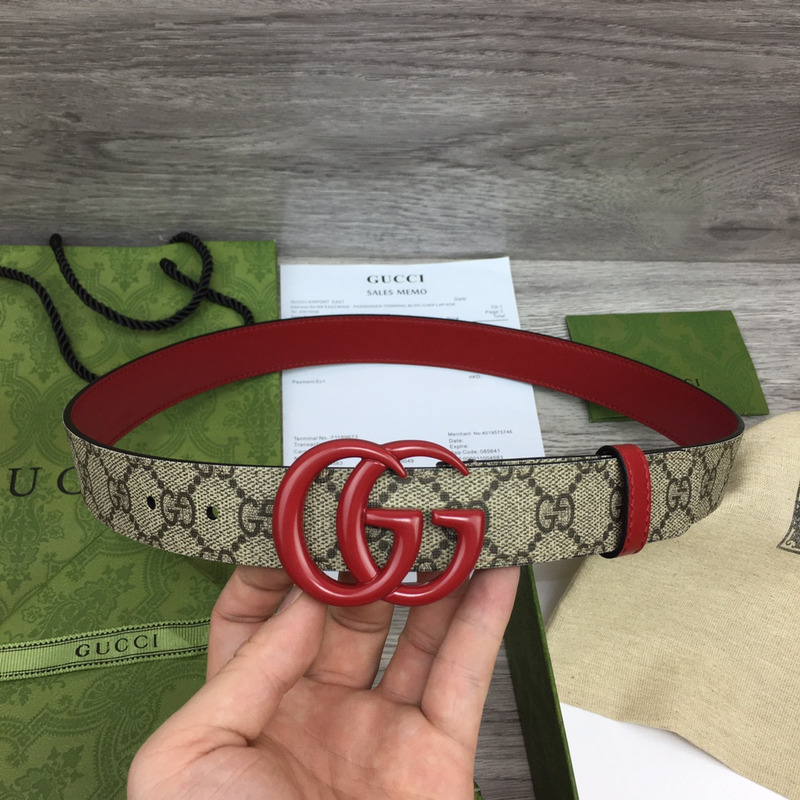 G*u*i gg marmont reversible thin belt red