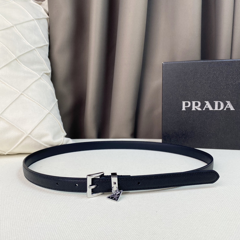 Pra*a triangle logo saffiano razor women belt black