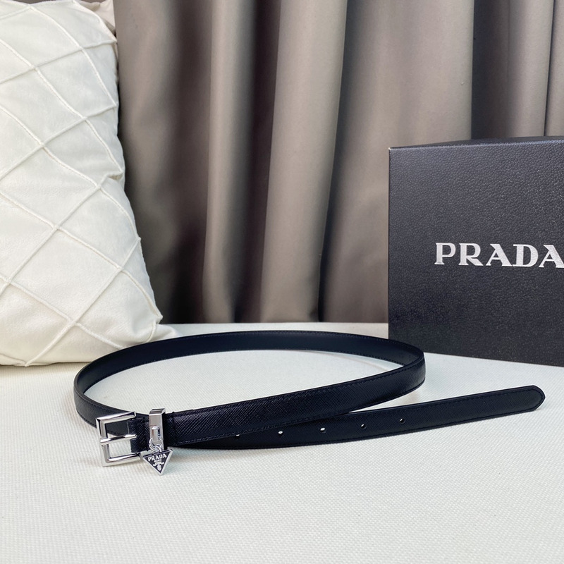 Pra*a triangle logo saffiano razor women belt black