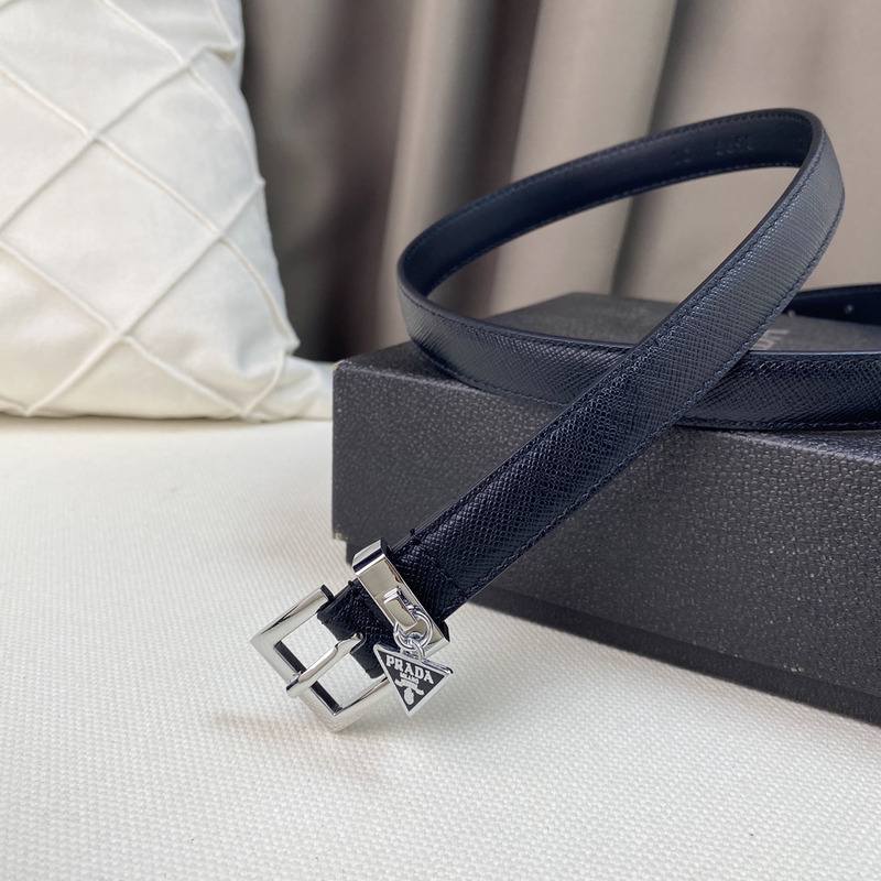 Pra*a triangle logo saffiano razor women belt black