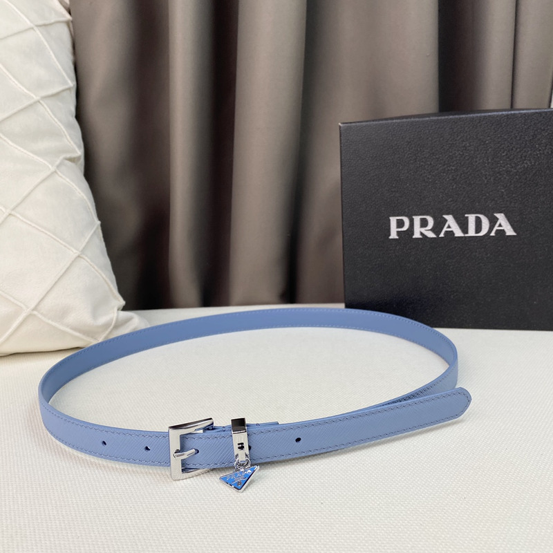 Pra*a triangle logo saffiano razor women belt blue