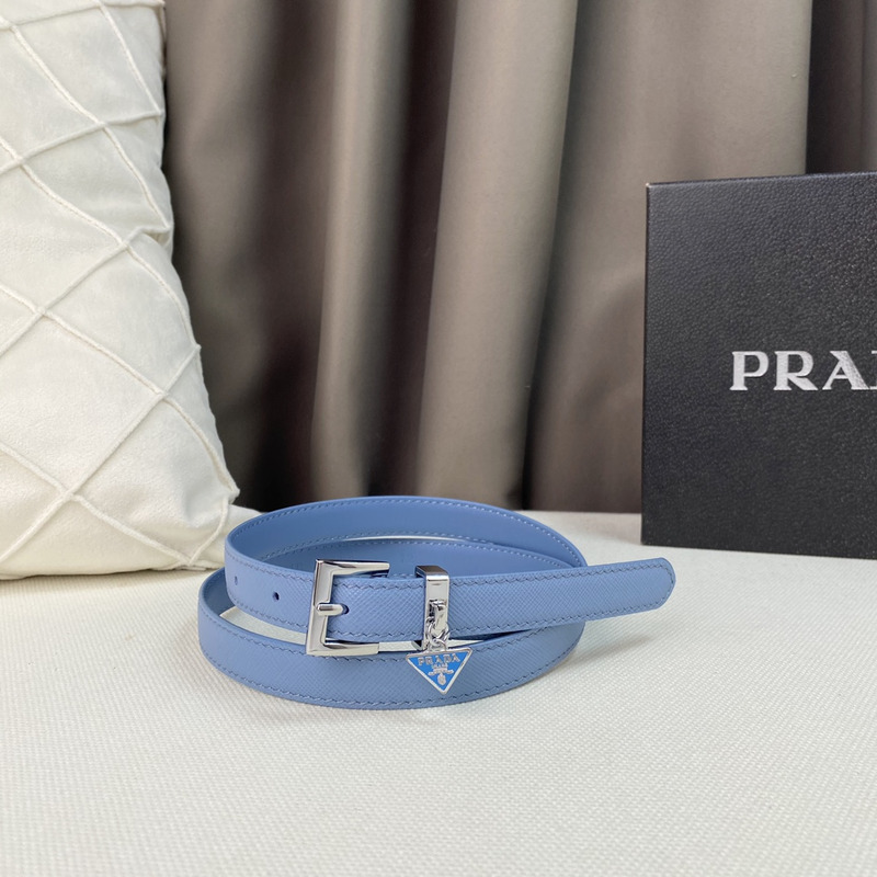 Pra*a triangle logo saffiano razor women belt blue