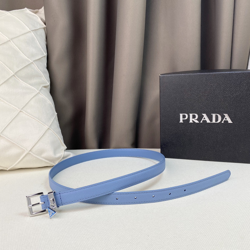 Pra*a triangle logo saffiano razor women belt blue