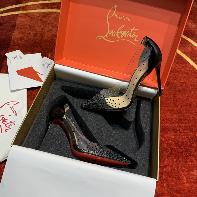 Ch**an louboutin degrastrass 85 embellished pvc pumps black