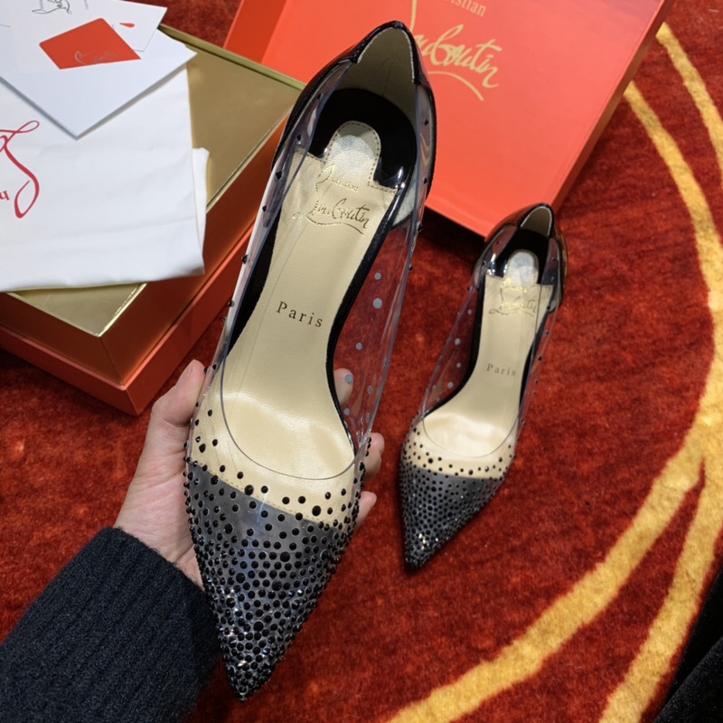 Ch**an louboutin degrastrass 85 embellished pvc pumps black