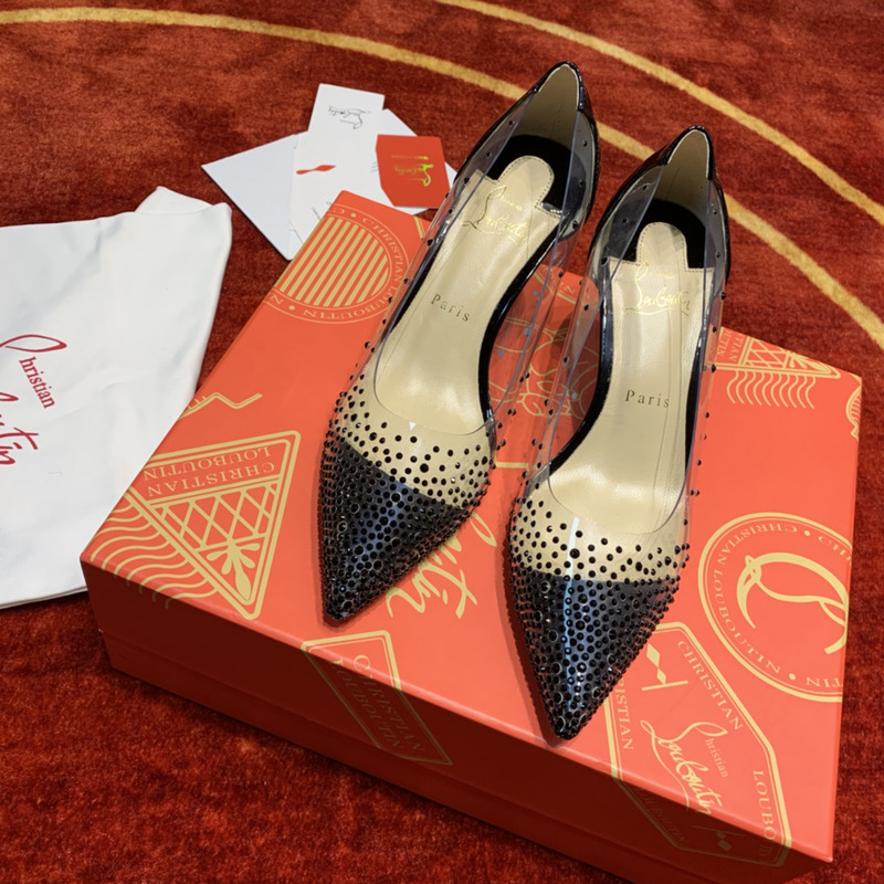 Ch**an louboutin degrastrass 85 embellished pvc pumps black