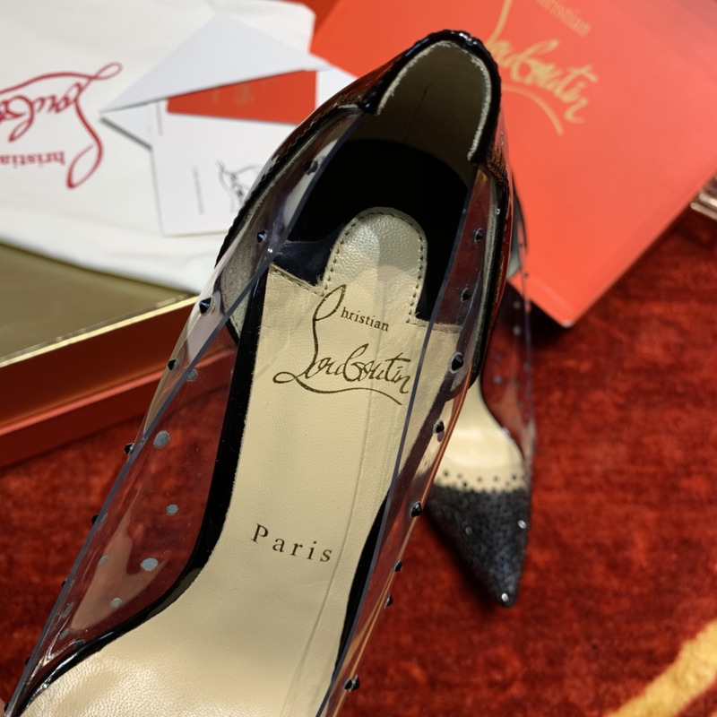 Ch**an louboutin degrastrass 85 embellished pvc pumps black