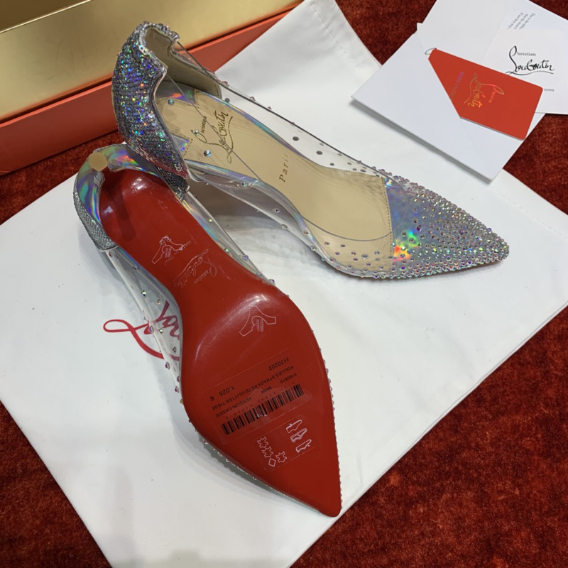 Ch**an louboutin degrastrass 85 embellished pvc pumps silver