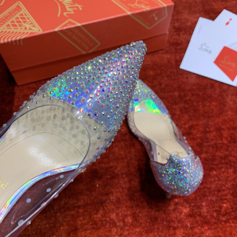 Ch**an louboutin degrastrass 85 embellished pvc pumps silver