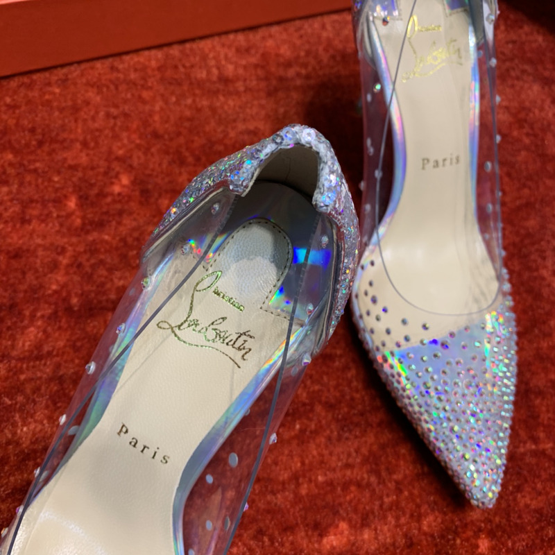 Ch**an louboutin degrastrass 85 embellished pvc pumps silver