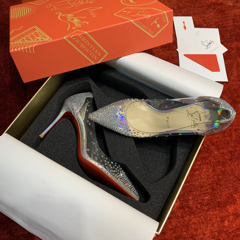 Ch**an louboutin degrastrass 85 embellished pvc pumps silver