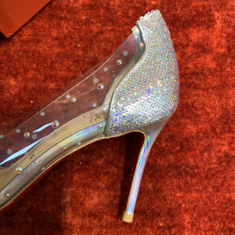 Ch**an louboutin degrastrass 85 embellished pvc pumps silver