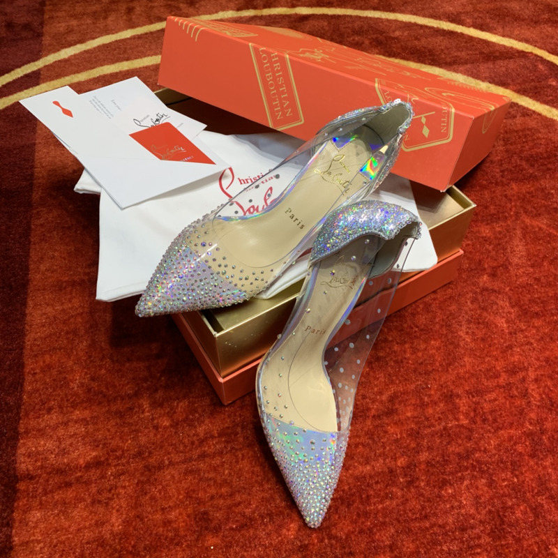 Ch**an louboutin degrastrass 85 embellished pvc pumps silver