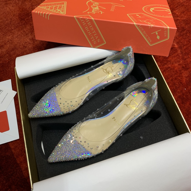 Ch**an louboutin degrastrass embellished ballet flats sliver