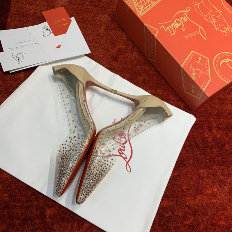 Ch**an louboutin follies strass embellished mesh pumps 6.5cm dark white