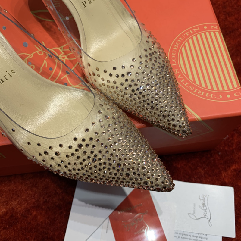 Ch**an louboutin follies strass embellished mesh pumps 6.5cm dark white