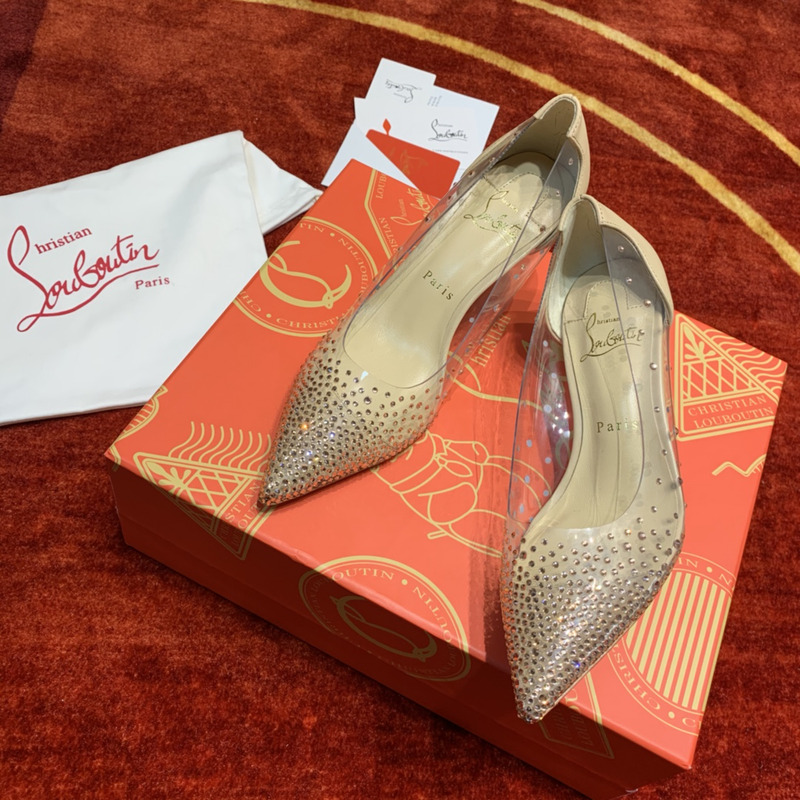 Ch**an louboutin follies strass embellished mesh pumps 6.5cm dark white