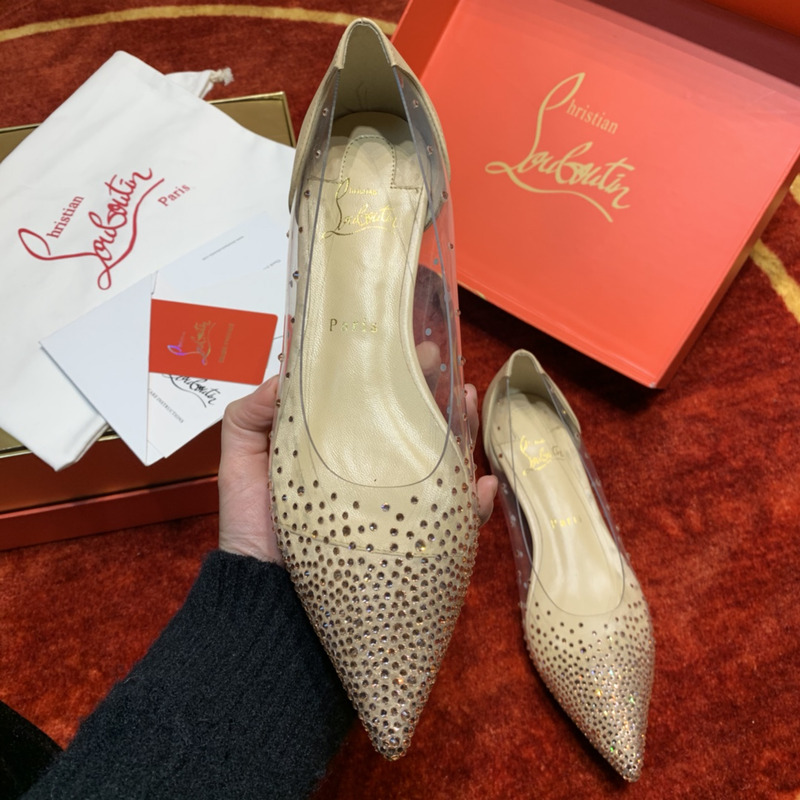 Ch**an louboutin degrastrass embellished ballet flats gold