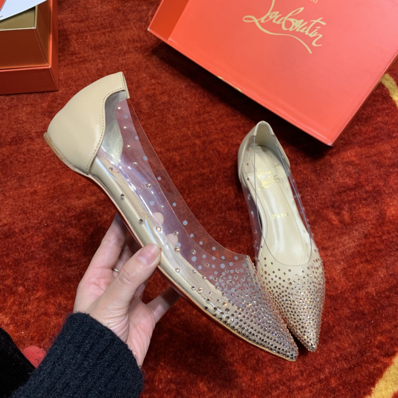 Ch**an louboutin degrastrass embellished ballet flats gold