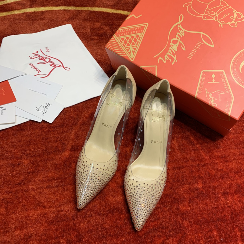 Ch**an louboutin follies strass embellished mesh pumps 10cm dark white