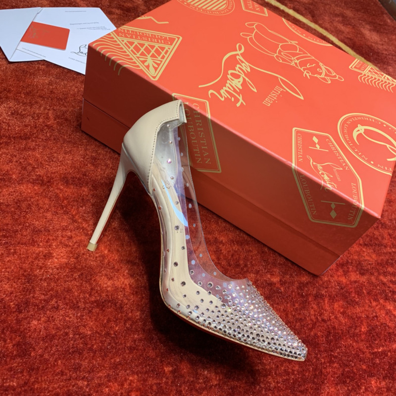 Ch**an louboutin follies strass embellished mesh pumps 10cm dark white