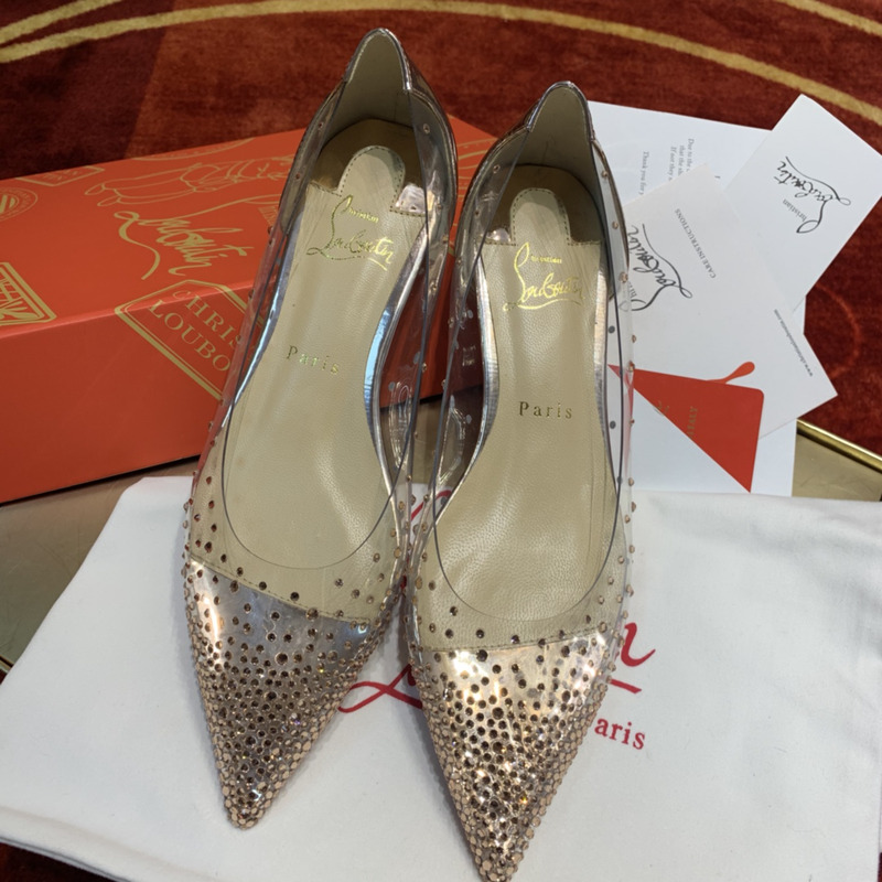 Ch**an louboutin degrastrass embellished ballet flats translucent