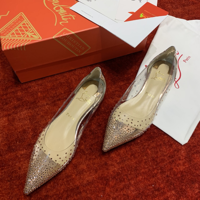 Ch**an louboutin degrastrass embellished ballet flats translucent