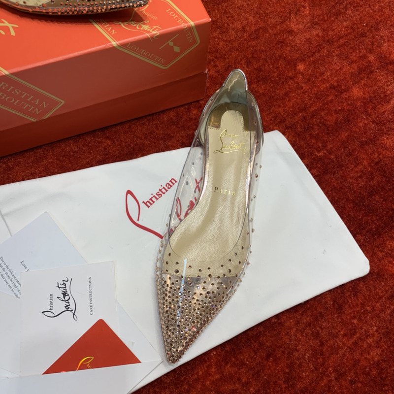 Ch**an louboutin degrastrass embellished ballet flats translucent