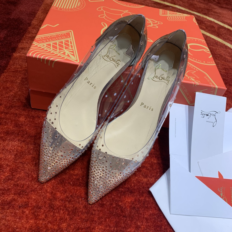 Ch**an louboutin degrastrass embellished ballet flats translucent