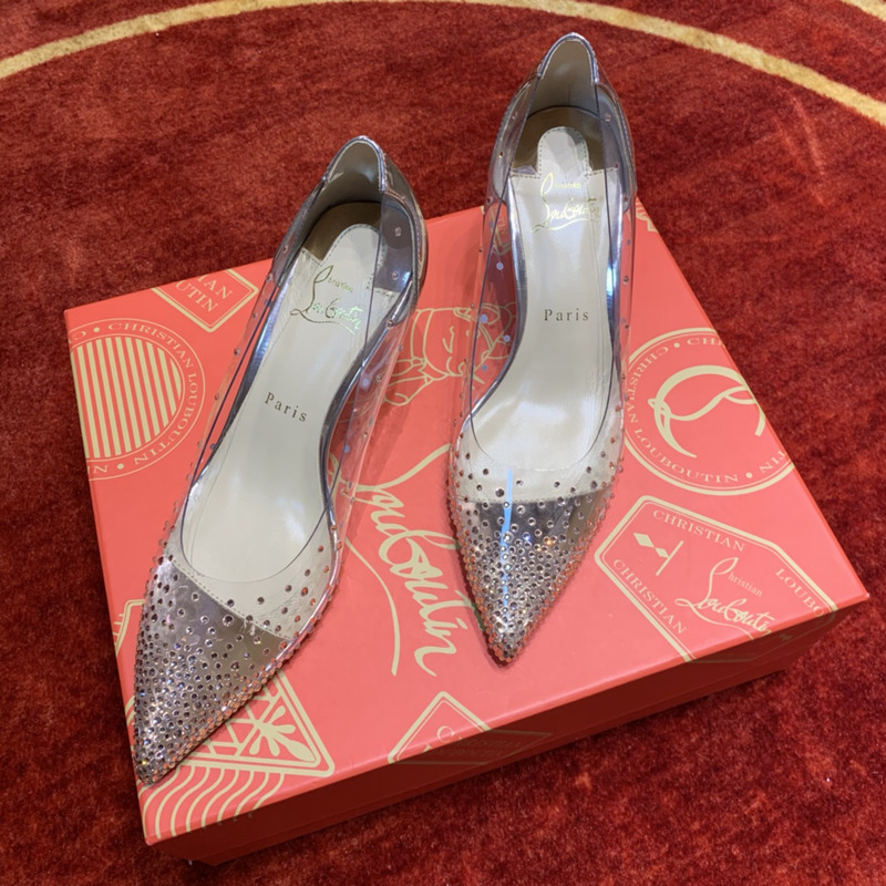 Ch**an louboutin follies strass embellished mesh pumps 6.5cm