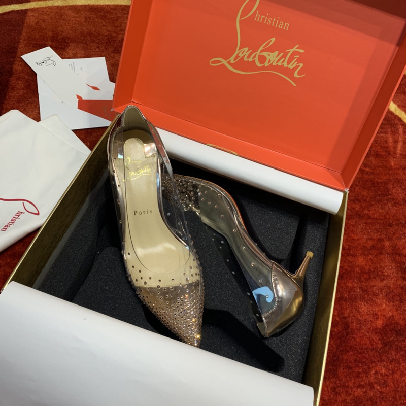 Ch**an louboutin follies strass embellished mesh pumps 8.5cm gold