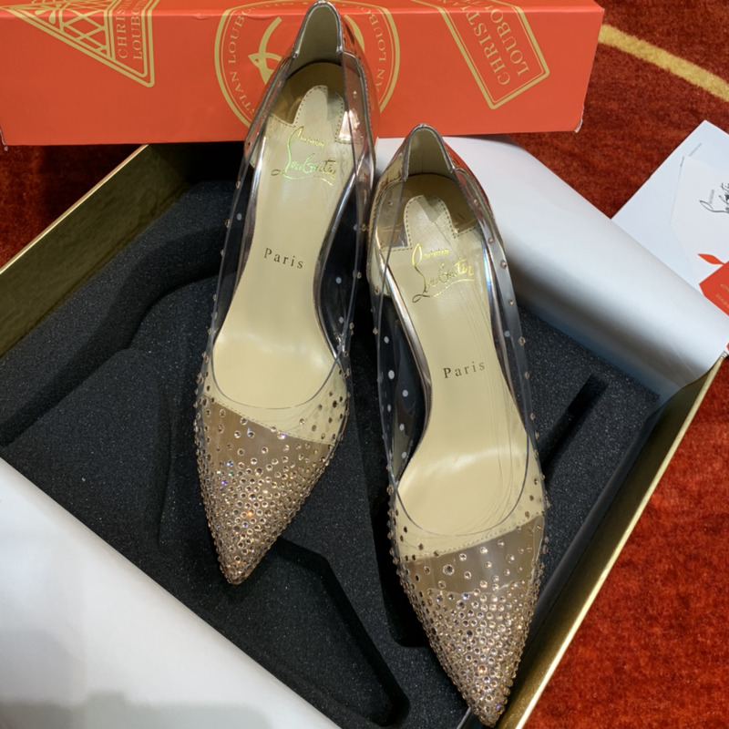 Ch**an louboutin follies strass embellished mesh pumps 10cm gold