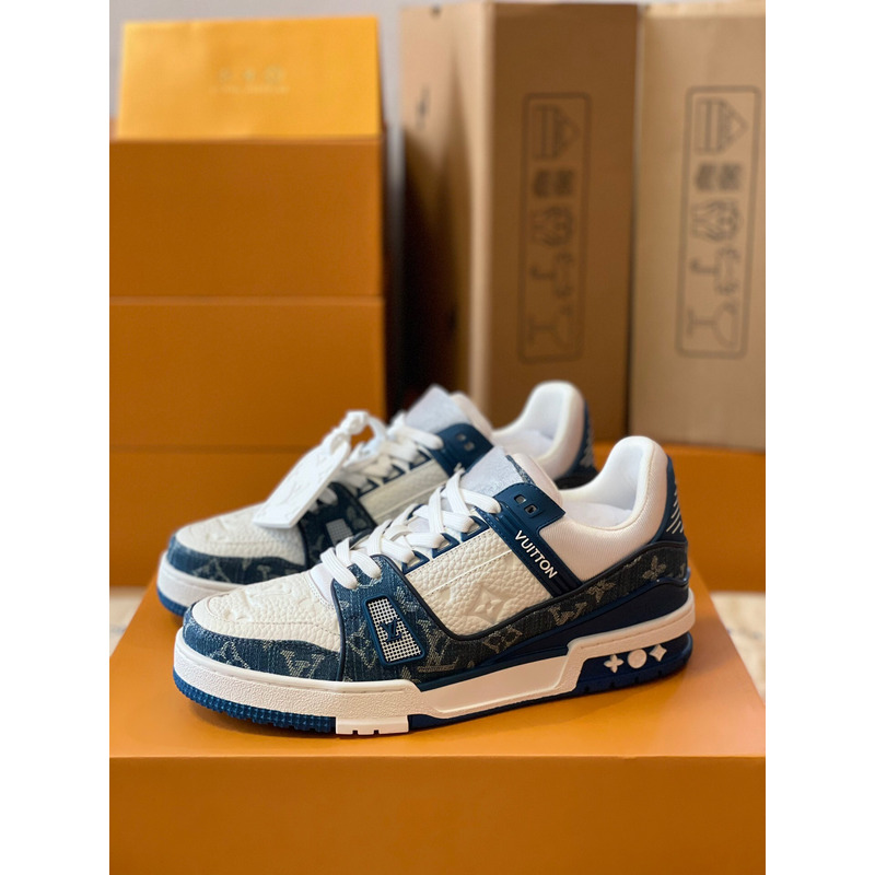 l**is V*t*n monogram lv trainer sneaker denim blue