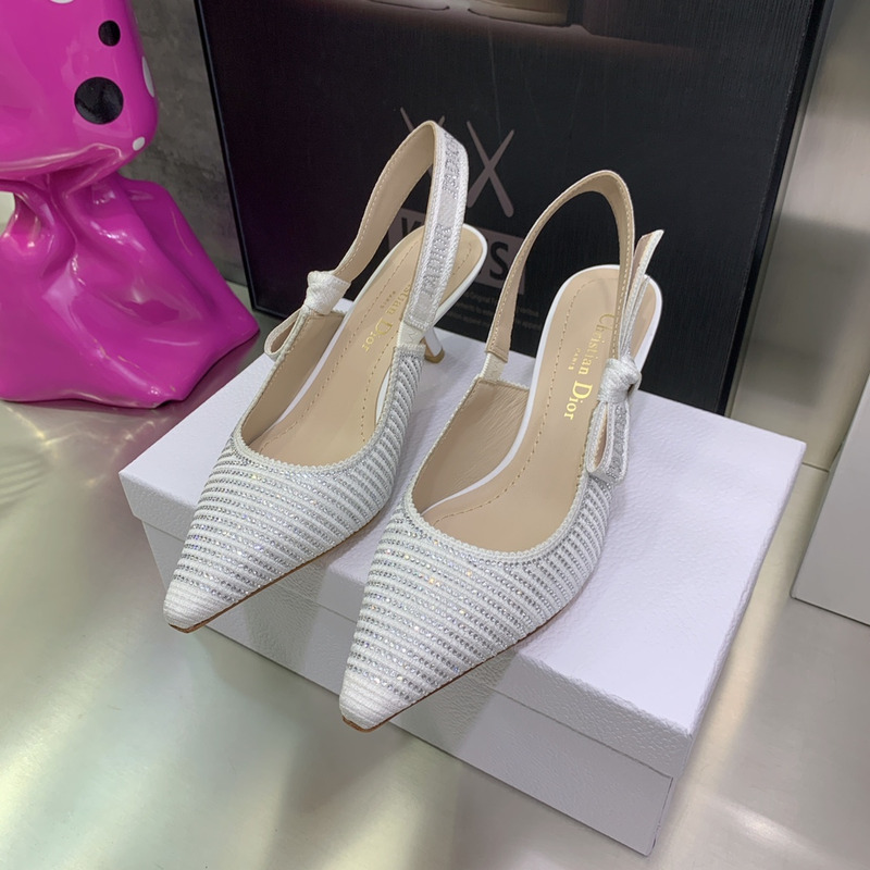 D*or j''aD*or white metallic slingback pump 4.5cm heel