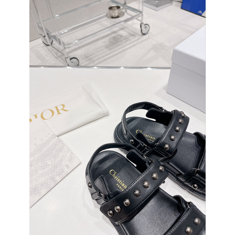 D*or act sandal with lambskin and black-finish rivets in black