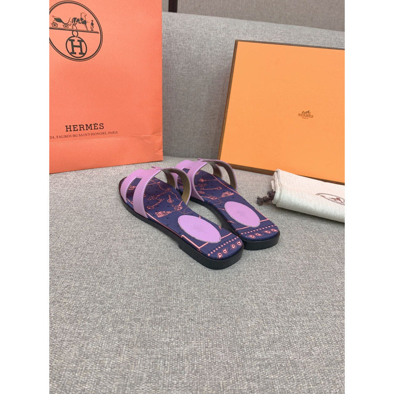 H**mes oran flat sandals in purple