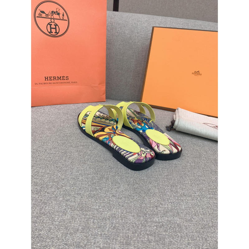 H**mes oran flat sandals in yellow