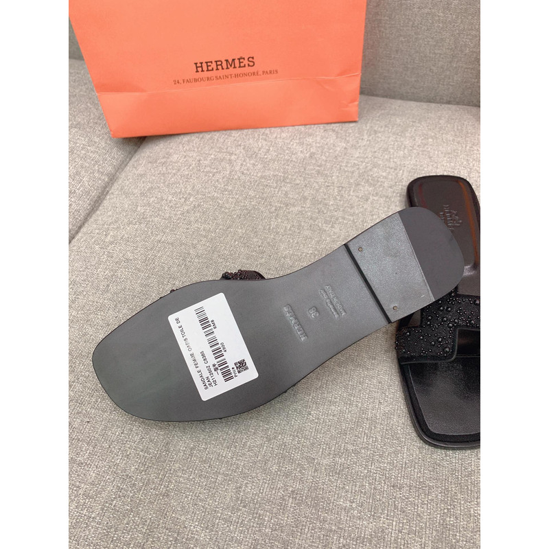 H**mes oran sandals in black