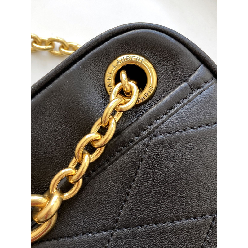 Saint Laurent Le Maillon Small Chain Bag In Quilted Uilted Sheepskin Black