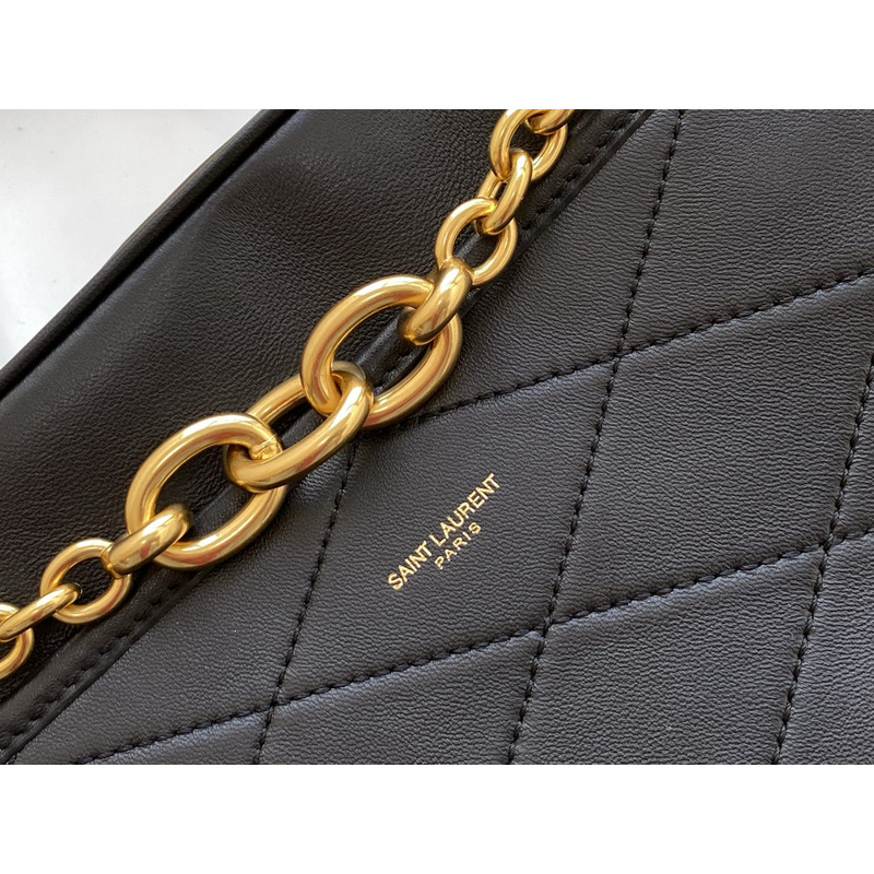 Saint Laurent Le Maillon Small Chain Bag In Quilted Uilted Sheepskin Black