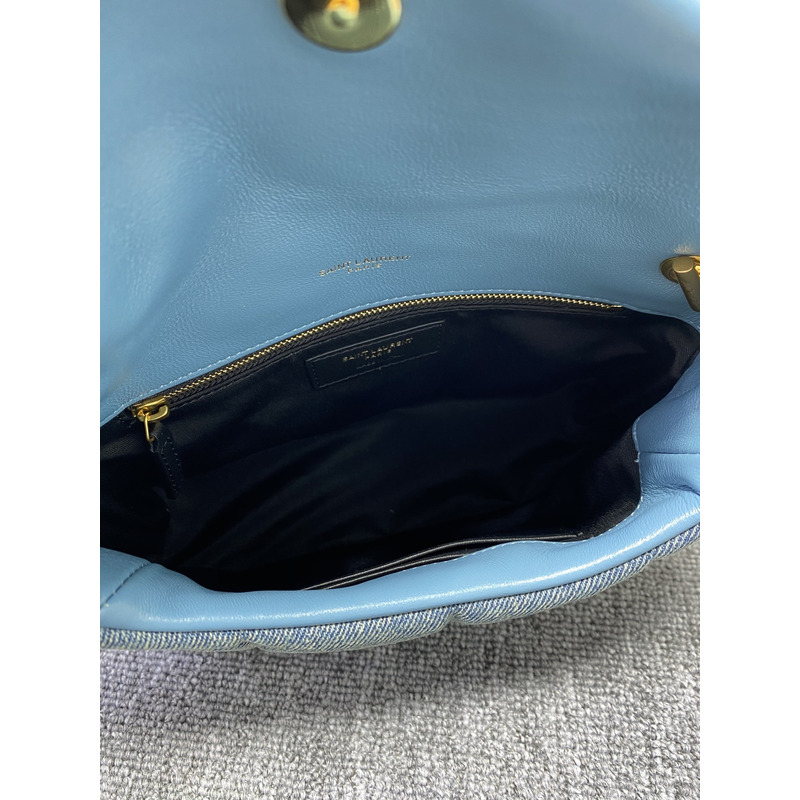 Saint Laurent Puffer Toy Bag Cavas Leather Marine Blue