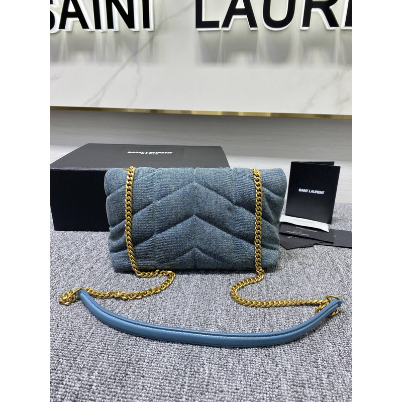 Saint Laurent Puffer Toy Bag Cavas Leather Marine Blue