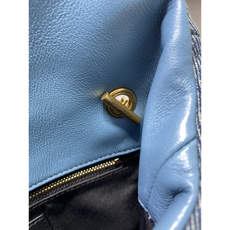 Saint Laurent Puffer Toy Bag Cavas Leather Marine Blue